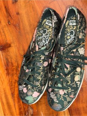Keds x Rifle Paper Co Triple Kick Garden Party Green Floral Sneakers EUC 8.5